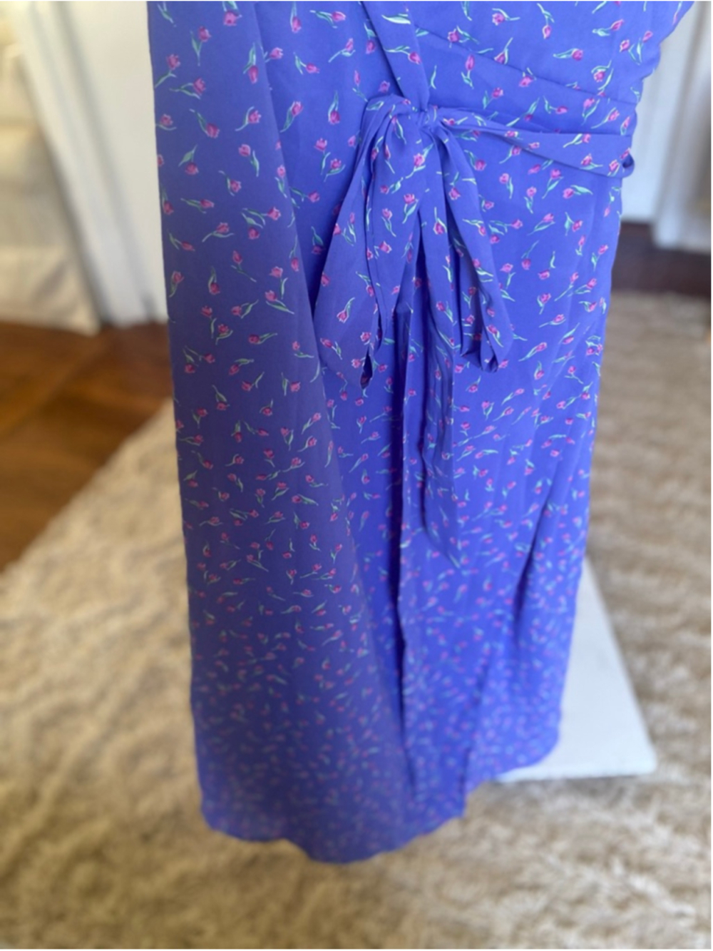 BloomChic Floral Wrap Maxi Dress Coquette Romantic Feminine Quiet Luxury Garden - Picture 4 of 10
